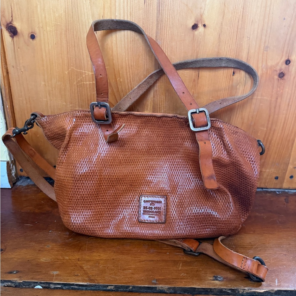 Campomaggi Woven Leather Crossbody Bag - Rust - Picture 6 of 14